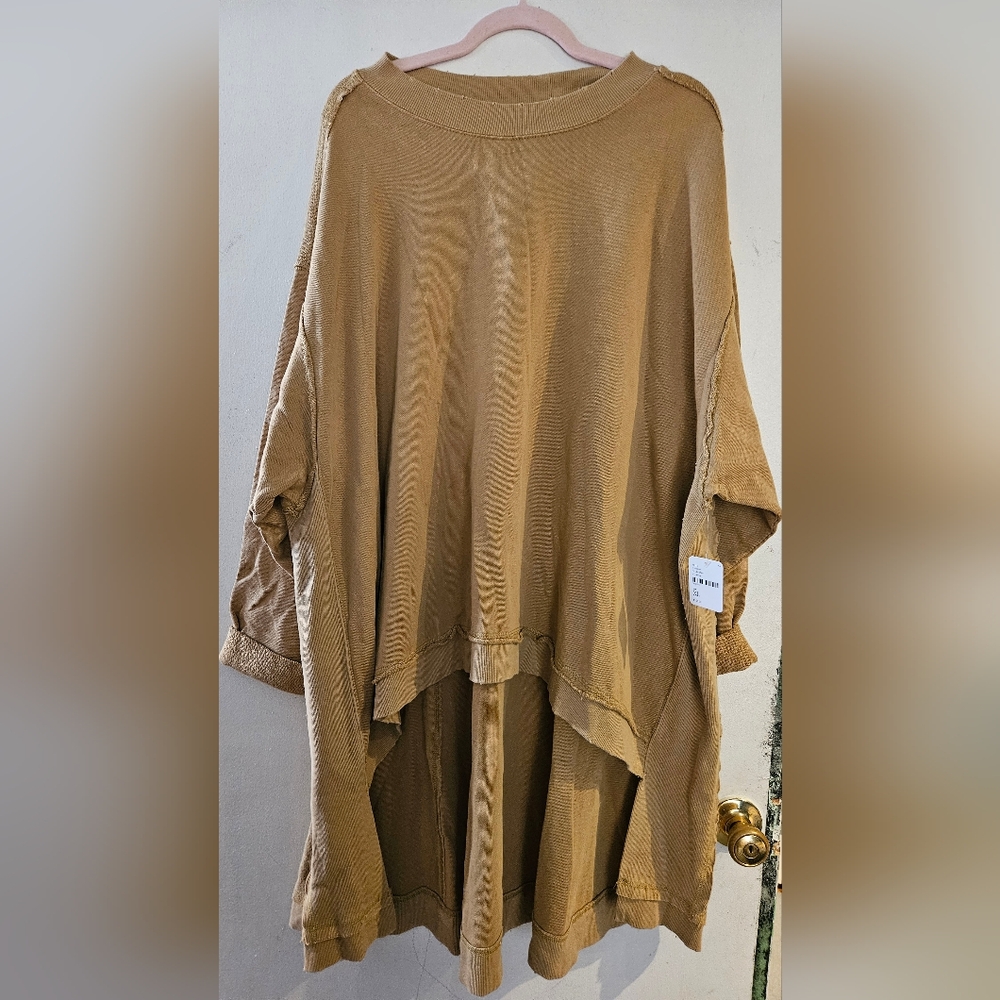 Free People Tan Oversized Sweatshirt